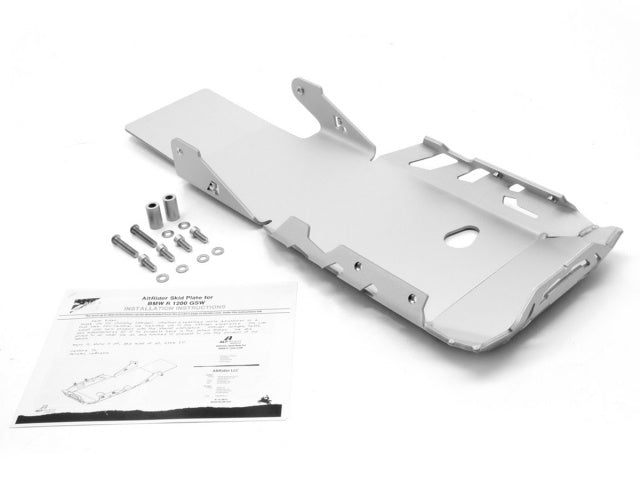 AltRider Skid Plate for the BMW R 1200 GS Water Cooled - Silver - With BMW Crash Bars Installed