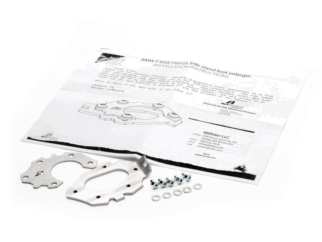 AltRider Side Stand Enlarger for the BMW F 850 / 750 GS - Silver