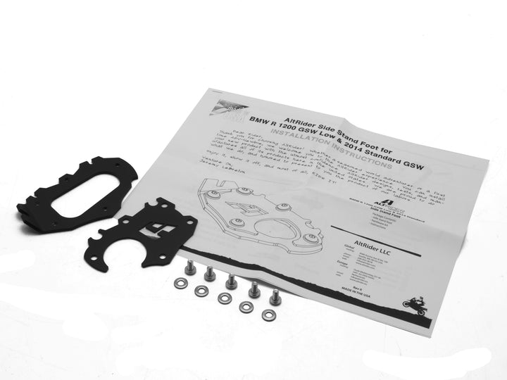 AltRider Side Stand Foot for the BMW R 1200 & R 1250 GS /GSA Lowered - Black (2013-2024)
