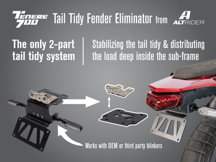 AltRider Tail Tidy Fender Eliminator with Cyclops Tuff Light Full Flex Blinkers for the Yamaha Tenere 700